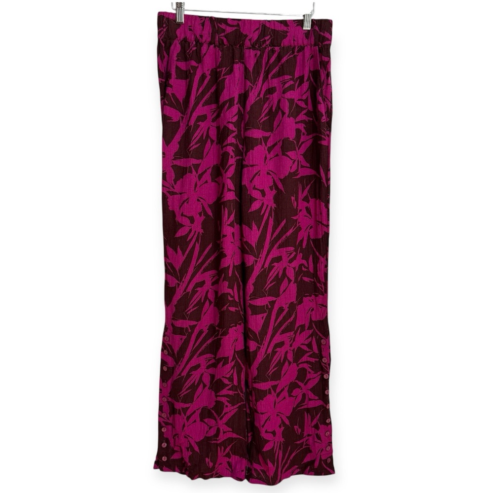 Soft Surroundings Oceo Tropical Printed Gauze Wide Leg Pants Small